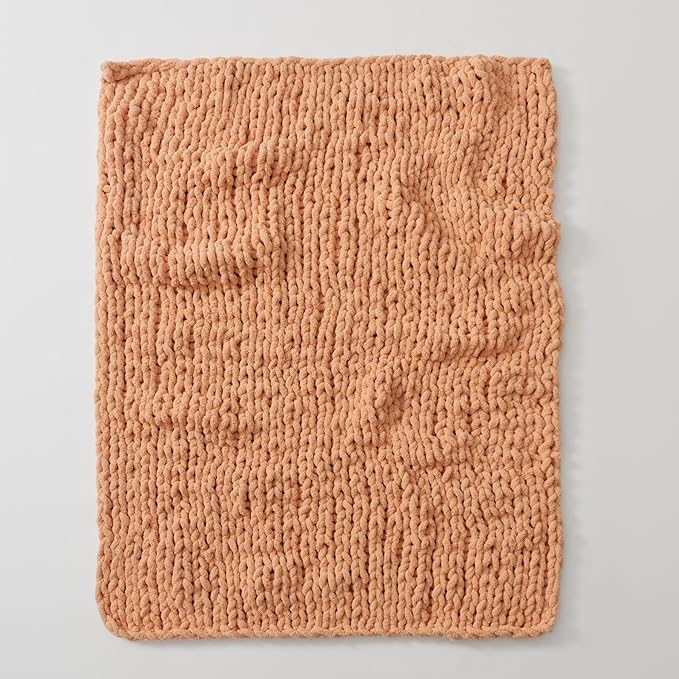 WESHIONGOO Chunky Knit Blanket Throw Knitted Throw Blankets for Couch Bed Fluffy Soft Blanket with Jumbo Chenille Yarn Thick 100% Handmade(Peach Fuzz, 50"×60")