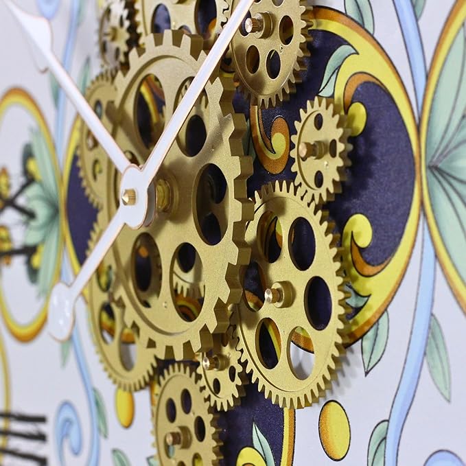 The Gears Clock Wall Clock Italy Collection with Moving Gears (Atrani, 24 inches (60 cm))