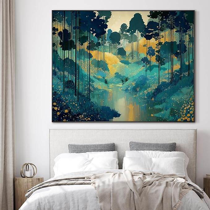 SIGNWIN 46"x60" Extra Large Framed Wall Art Whimsical Fantasy Forest, Vibrant Nature Landscape for Home Living Room Bedroom Decor (Frame Assembly Required)