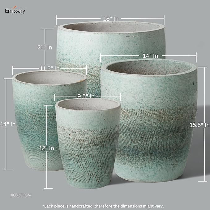 Emissary Bullet 18 in. Coastal Splash Ceramic Round Planter (18 in. L x 18 in. W x 21 in. H) with Drainage Hole