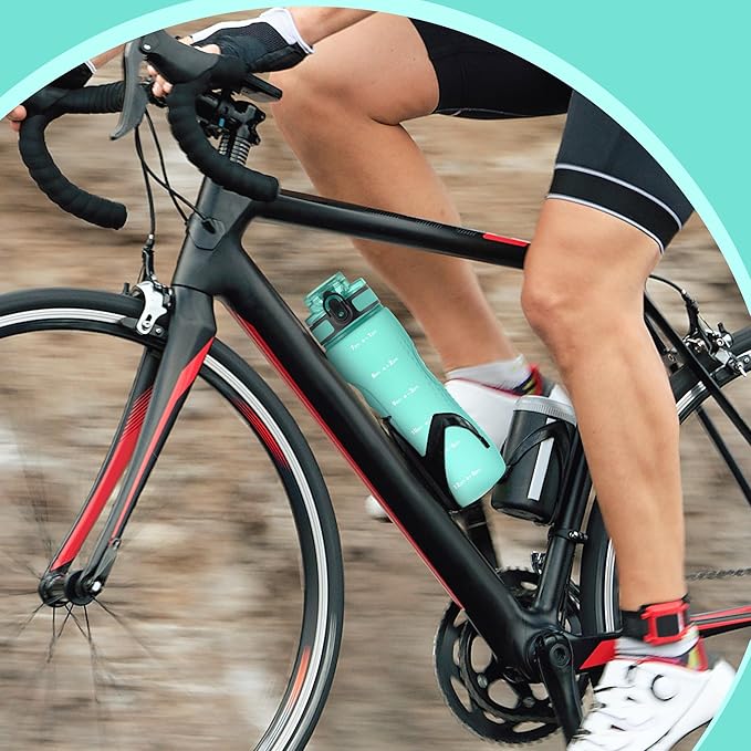 OLDLEY 25 oz Water Bottle, Motivational Water Bottle with Time Marker, Sports Water Bottle With Strap, Leakproof & BPA Free Large Water Bottles for School, Gym, Travel, Outdoor, Tritan,Green
