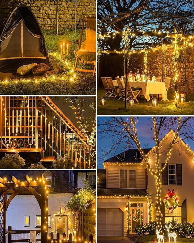3 Pack Solar Fairy Lights for Outside Waterproof, Total 147FT 450 LED Solar String Lights Outdoor 8 Modes Solar Twinkle Lights for Garden Yard Christmas Tree Wedding Party Decor, Warm White