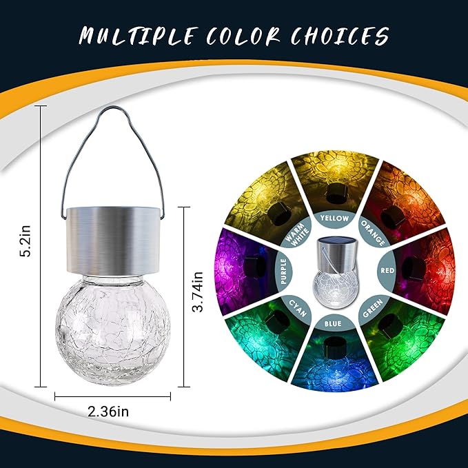 GIGALUMI 24 Pack Solar Outdoor Lights, Solar Hanging Lights for Christmas Decoration-Cracked Glass Solar Lights Outdoor Waterproof for Garden, Yard, Fence, Tree(Warm White)