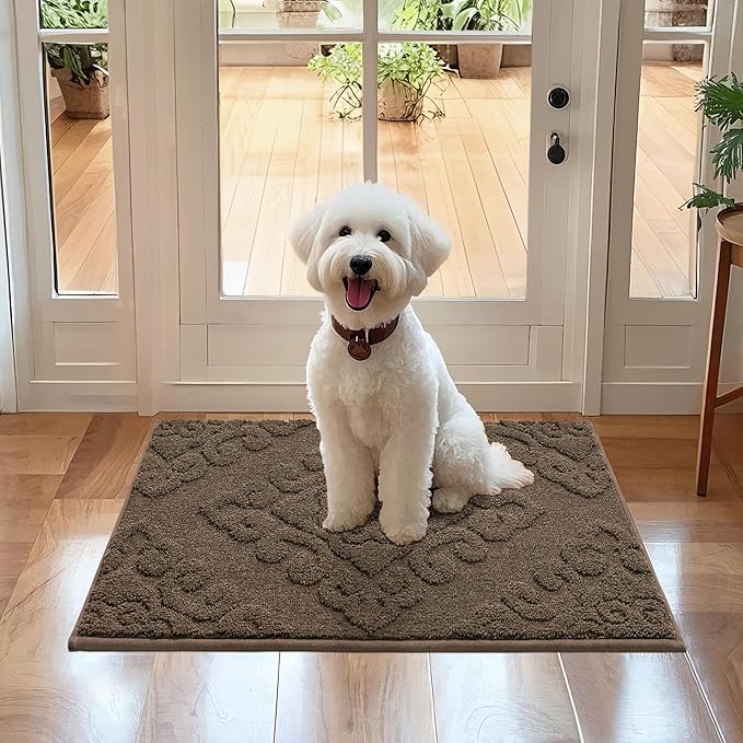 COSY HOMEER-Door-Mat-Non-Slip-Entryway-Rug 20”x32” Absorbent Welcome Mats Washable Dirt Trapper Door Mat Entrance Floor Mats for Front Back Doormats and Wet Shoes,Brown