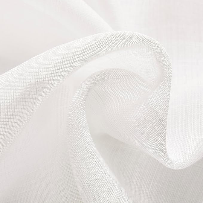 Joydeco Sheer Curtains 72 Inches Long, White Curtains for Living Room 2 Panels Set, Window Curtains Privacy Assured with Light Filtering(W52 x L72 Inch,Pure White)