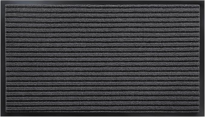 Yimobra Front Door Mat Outdoor Indoor Entrance, 100% Waterproof All-Season All Weather Doormat, Welcome Matt Outside Entry, Non Slip, Low Profile, Heavy Duty Patio Porch Floor Mats,36 x 17,Grey