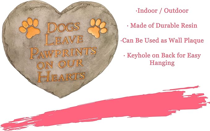 Spoontiques - Garden Décor - Dogs Leave Pawprints Stepping Stone - Decorative Stone for Garden
