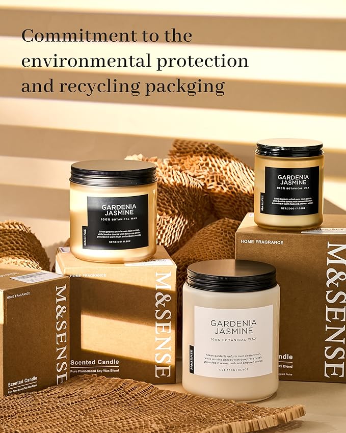 M&SENSE Magnolia Jasmine Spring Scented Candle, 11.6oz 70 Hours Long Lasting Clean Non Toxic All Natural Soy Wax Candle for Relaxing & Stress Relief, 2 Wick Romantic Fragrance Gifts for Home Decor