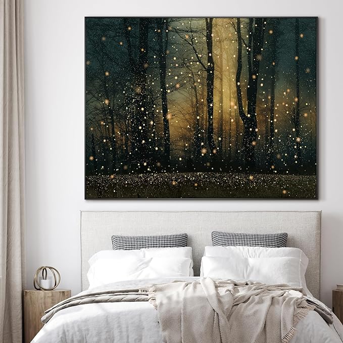 SIGNWIN 60"x72" Extra Large Framed Wall Art Magical Firefly Forest at Twilight, Enchanted Nature Scene for Home Living Room Bedroom Decor (Frame Assembly Required)