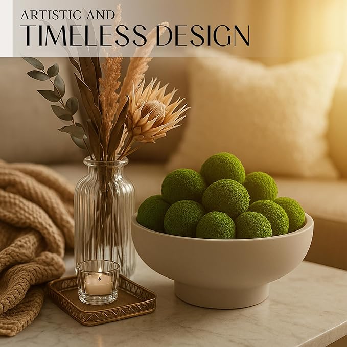 Large Decorative Bowl for Home Decor – Concrete Fruit Bowl for Kitchen Counter | Key Bowl for Entryway Table | Pedestal Bowl for Modern Decor | Coffee Table Centerpiece