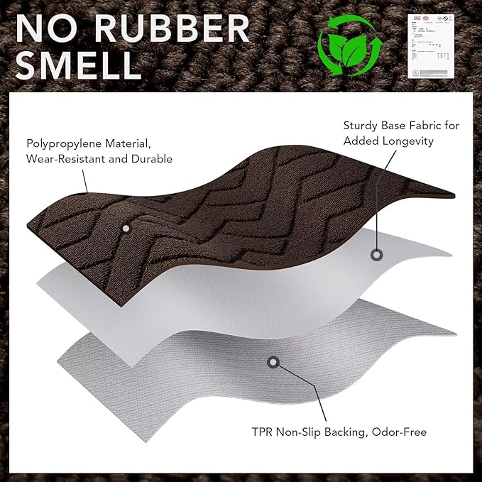 hicorfe Indoor Doormat,Front Back Door Mat Rubber Backing Non Slip Door Mats 47"x71" Absorbent Resist Dirt Entrance Doormat Inside Floor Mats for Entryway Washable Low-Profile(Coffee)