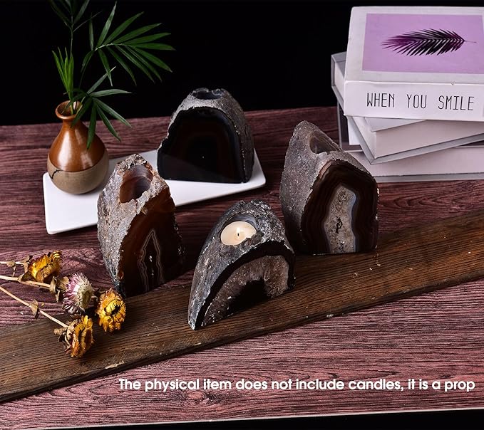 AMOYSTONE Large Raw Agate Altar Stand 2-2.5lb | Ritual Centerpiece Spiritual Meditation Base | Witchcraft Ceremonial Holder | Brazilian Agate | Heavy Duty Natural Stone | Collector's Gift