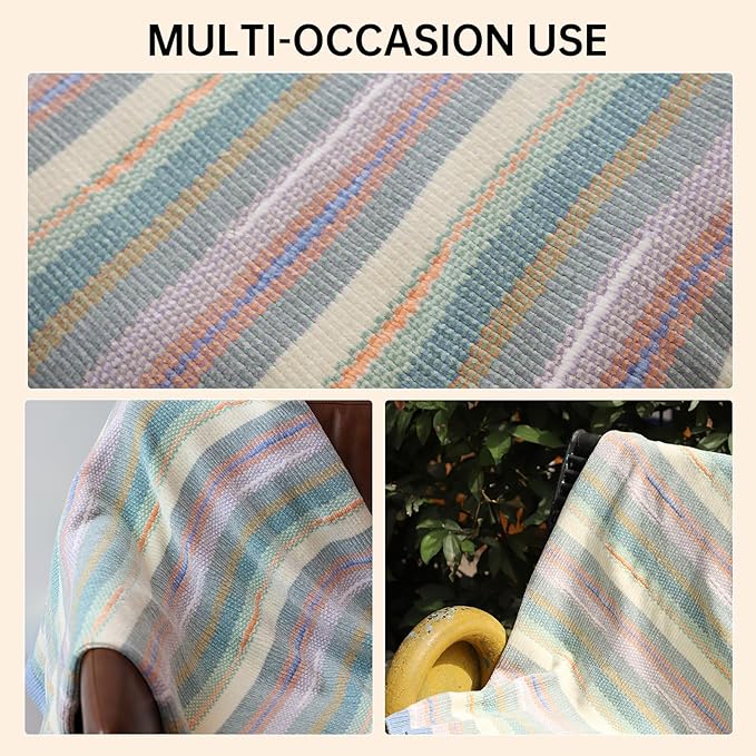 Soft Chenille Yarn Throw 36"x48", Handmade Knit Throw Blanket, for use in All Seasons, Soft Cozy Warm Knitted Blanket for Bed Sofa, Couch Chair, Living Room(1.37Ib)