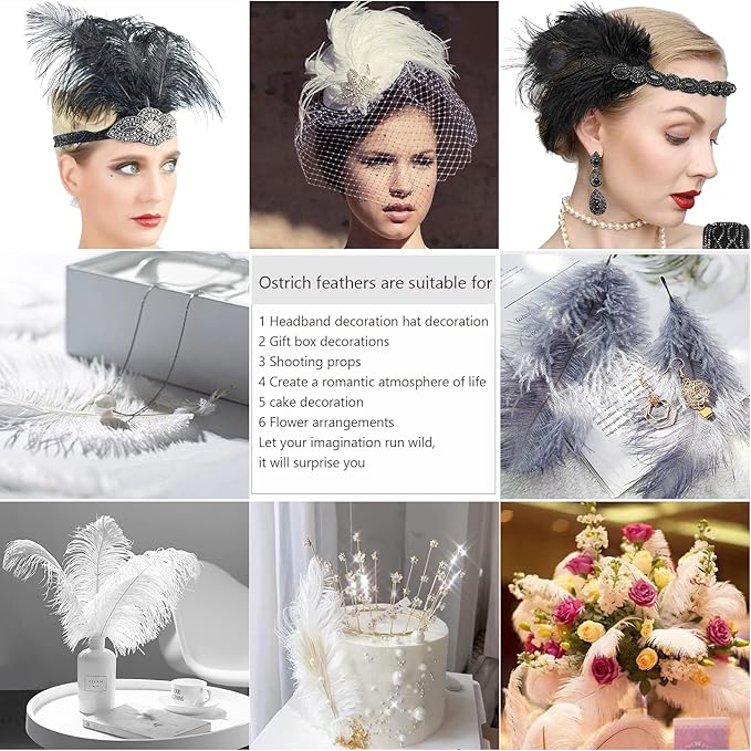 THARAHT Lavender Ostrich Feathers 24pcs Natural Bulk 10-12Inch 25cm-30cm for Crafts Wedding Party Centerpieces Easter Gatsbi and Decoration Feather