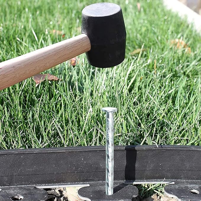 50/100/150 Pack 6" Solid Galvanized Non-Rust Metal Garden Stakes Spiral Landscape Edging Anchors for Paver Edging, Gardening, House Construction, etc (50)