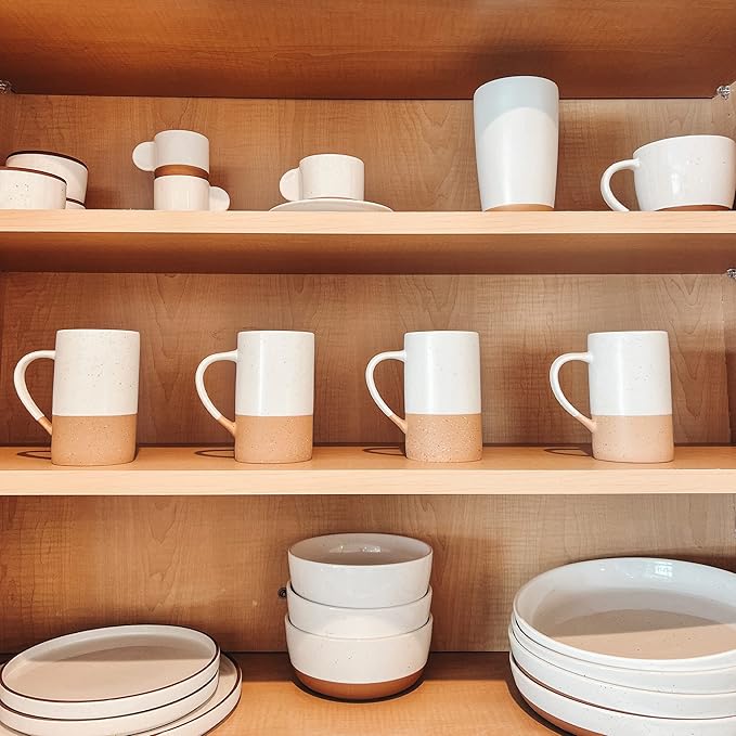 MORA Ceramics 12oz Coffee Mug Set of 4 - Ceramic Tea Cups with Handle - Microwave and Dishwasher Safe, Perfect For Cup or Mug Lovers - Rustic Matte Glaze, Modern Design Mugs - Petro