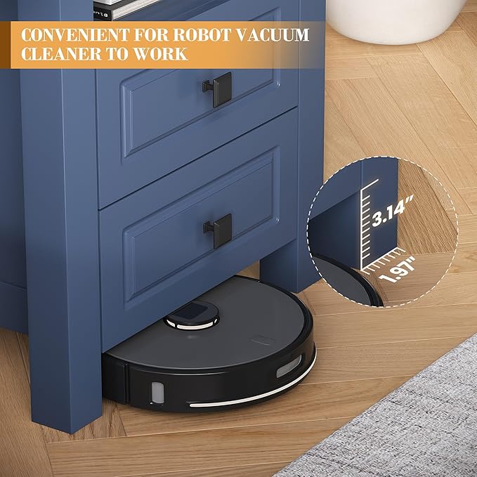 Apicizon Side Table, Farmhouse End Table with Charging Station and Storage Cabinet, 17'' Bedside Table with Drawers, Rustic Small Coffee Table for Living Room, Bedroom