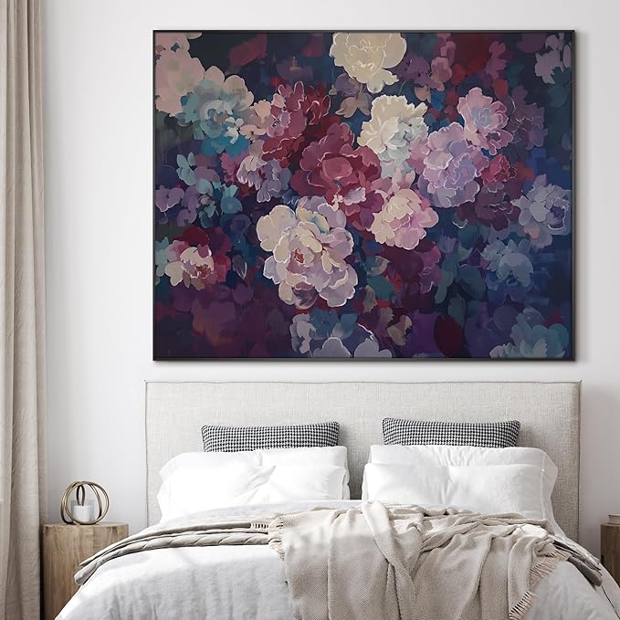 SIGNWIN 60"x72" Extra Large Framed Wall Art Bold Peony Bloom in Colorful Impressionist Style, Lush Floral for Home Living Room Bedroom Decor (Frame Assembly Required)
