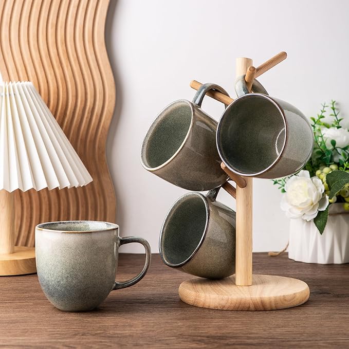 AmorArc 12oz Coffee Mugs, Ceramic Coffee Mugs set of 6 for Man, Woman, Dad, Mom, Modern Coffee Cups with handle for Latte/Cappuccino/Milk/Cocoa. Dishwasher&Microwave Safe, Reactive Glaze