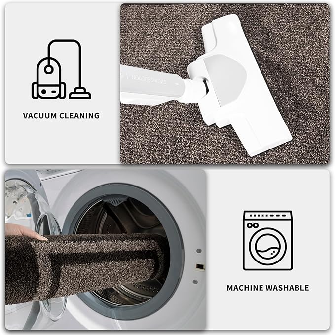 PURRUGS Dirt Trapping Door Mat 32" x 48", Non-Slip/Skid Machine Washable Entryway Rug, Shoes Scraper, Area Rug, Super Absorbent Welcome Mat for Muddy Wet Shoes and Paws, Grayish Brown & Coffee