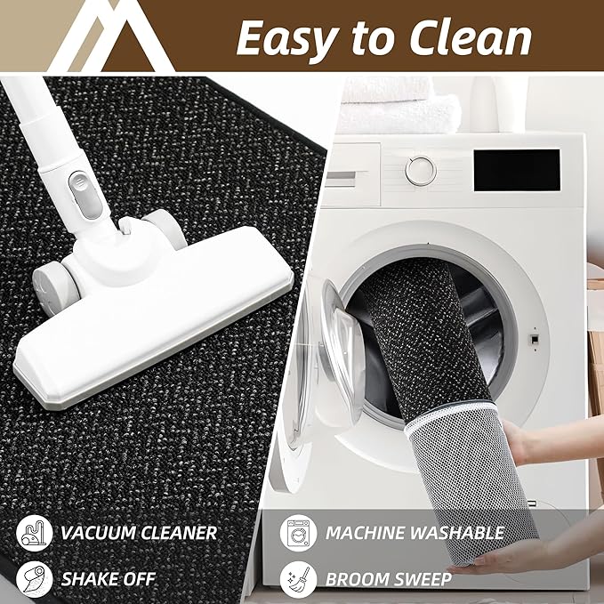 COSY HOMEER-Door-Mat 32"x48" Non Slip Absorbent Entryway Rugs Dirt Trapper Doormats Washable Entrance Mats Low Pile Welcome Floor Mat for Front Back Door and Entry Mats,Black