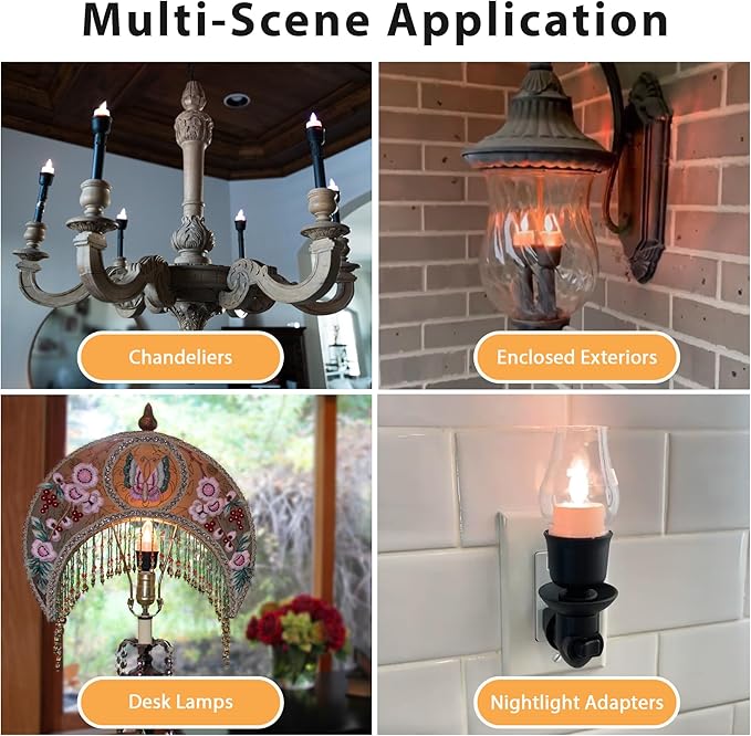 Smart Flameless Candle Light Bulb, Decorative Candle Flame Lights & Vintage Lighting for Chandelier Candelabra, Pendant, Wall Sconces and Lighting Fixtures