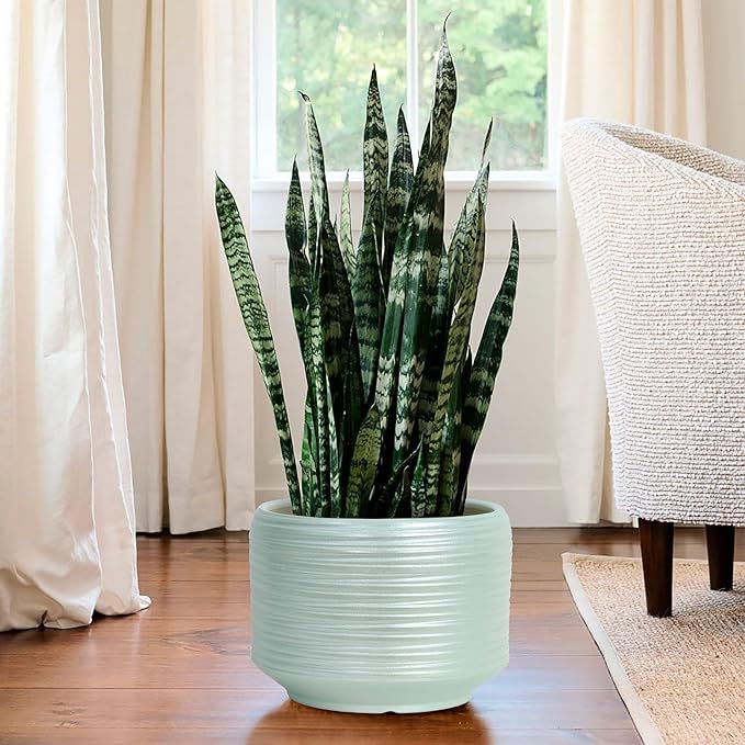 10 Inch Ceramic Plant Pot with Drainage – Large Flower Pot for Indoor Outdoor Plants, Modern Decorative Planter for Patio, Balcony, Garden, or Home Decor