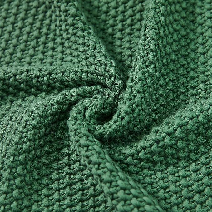 Joydeco Chunky Cable Knit Throw Blanket, Lightweight 100% Cotton Soft Cozy Throw Twin Blanket for Couch Bed and Sofa, Rustic Breathable Farmhouse Blanket Gift for Women Men(Olive Green, 51"x63")