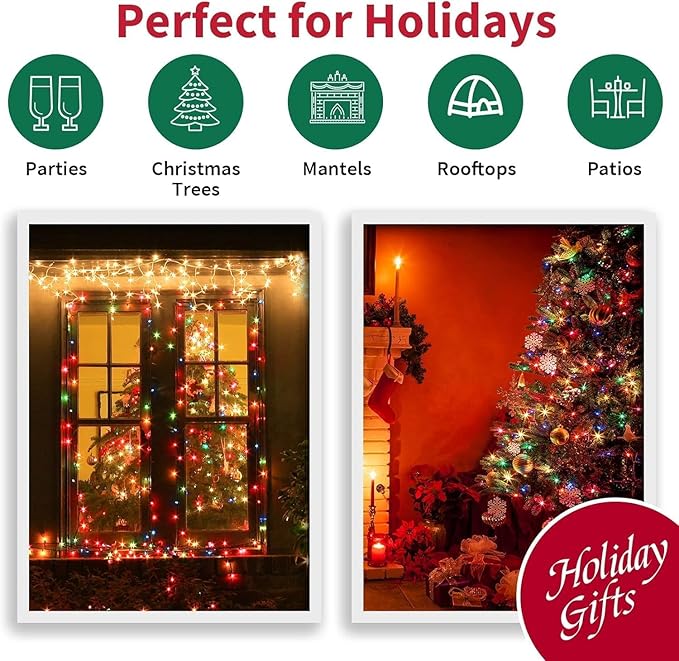 150 Count Multicolor- String Lights - LED Christmas Lights, Mini led Lights for Indoor Outdoor Home Holiday Party Wedding Independence Day Decoration