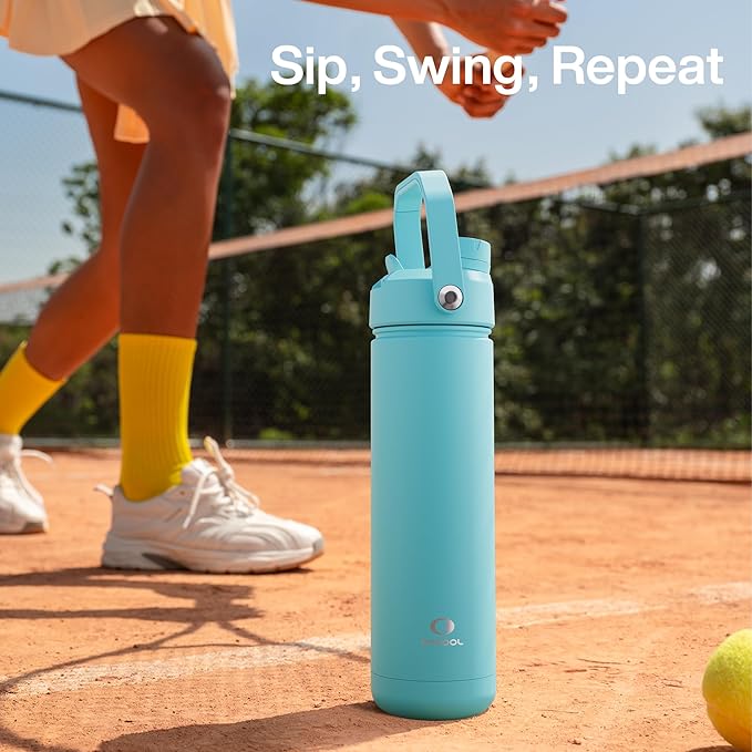 Insulated Water Bottle with Straw Stainless Steel Water Bottle, Leak-Proof, BPA-Free, Double Wall Vacuum Keeps Cold for 24 Hours for Sports, Travel, School (18 oz, Aquamarine Blue)