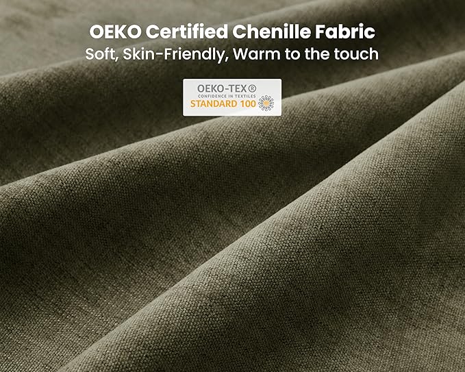 Oversized Modular Sofa, Extra Deep Cloud Chenille Sectional Couch with Ottoman Chaise, Fluffy Chenille 2 Seater Sofa Bed for Living Room, Villa (Loveseat Sofa, Chenille Green)
