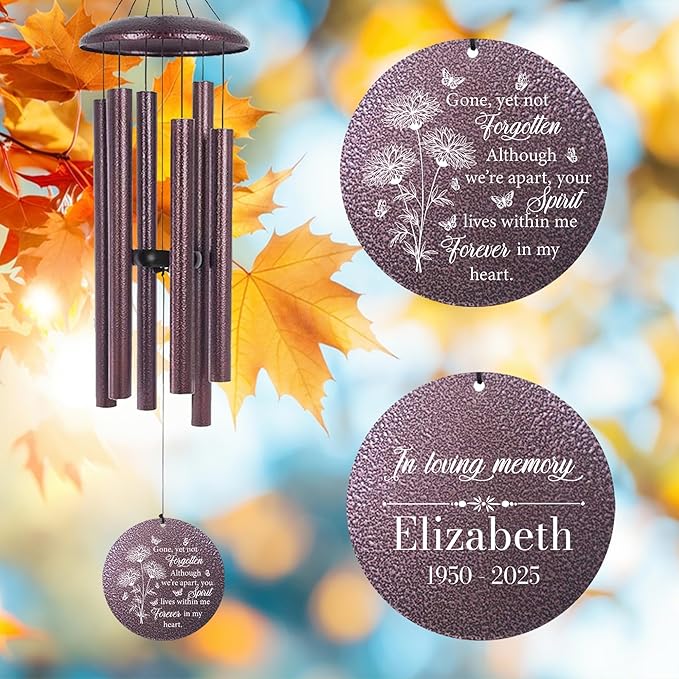ASTARIN Engraving Wind Chimes for Loss of Loved One, Personalized Wind Chimes Memorial, Bereavement Gifts for Loss of Mother, Windchimes in Memory of a Loved One, Outside Windchime(Produced in USA)