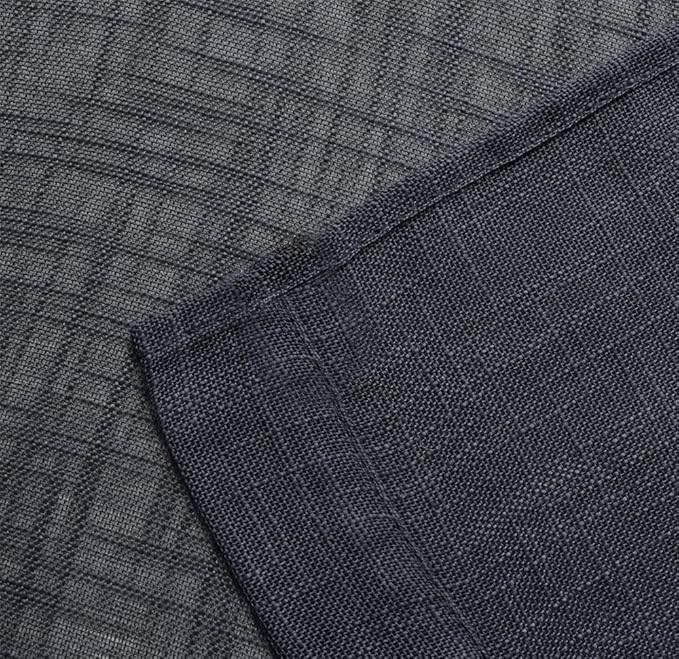 MIUCO Semi Sheer Curtains Poly Linen Textured Solid Grommet Curtains 95 Inches Long for Bedroom 2 Panels (2 x 37 Wide x 95" Long) Charcoal Grey