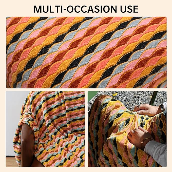 Soft Chenille Yarn Throw 36"x48", Handmade Knit Throw Blanket, for use in All Seasons, Soft Cozy Warm Knitted Blanket for Bed Sofa, Couch Chair, Living Room(1.15Ib)