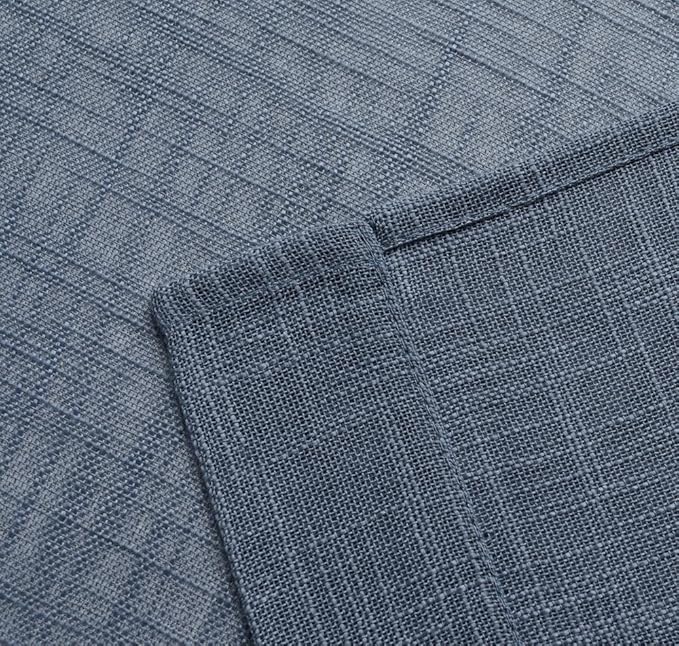 MIUCO Semi Sheer Curtains Poly Linen Textured Solid Grommet Curtains 95 Inches Long for French Doors 2 Panels (2 x 37 Wide x 95" Long) Dusty Blue