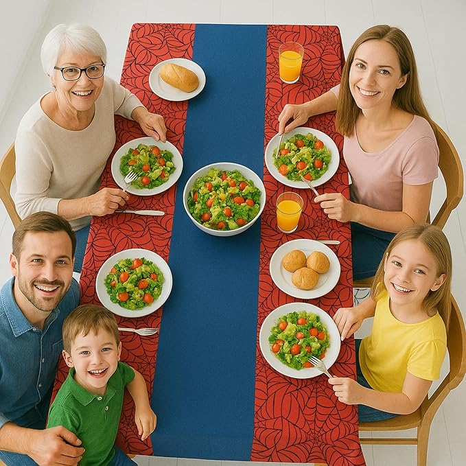 4Pcs 2in1 Spider Birthday Decorations Tablecloths, 54" x 108" Super Hero Spider Table Cloth Disposable Rectangle Plastic Table Cover for Boys Birthday Party Supplies