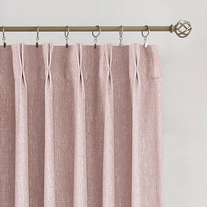 Vision Home Pink Pinch Pleated Total Blackout Curtains Room Darkening Window Panels 95 inch for Girls Bedroom Living Room Thermal Insulated Pinch Pleat Pink Drapes with Hooks Back Tab 40" Wx95 Lx2