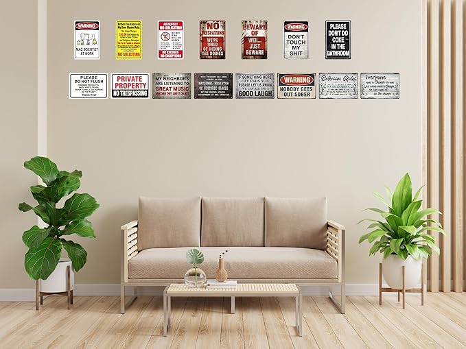 Vintage Tin Sign Retro Metal Funny Bathroom Signs for Home Decor Stylish Wall Art Plaques Gift for Bathroom Kitchen and Gothic Wall Decor in Every Room 12x8 in