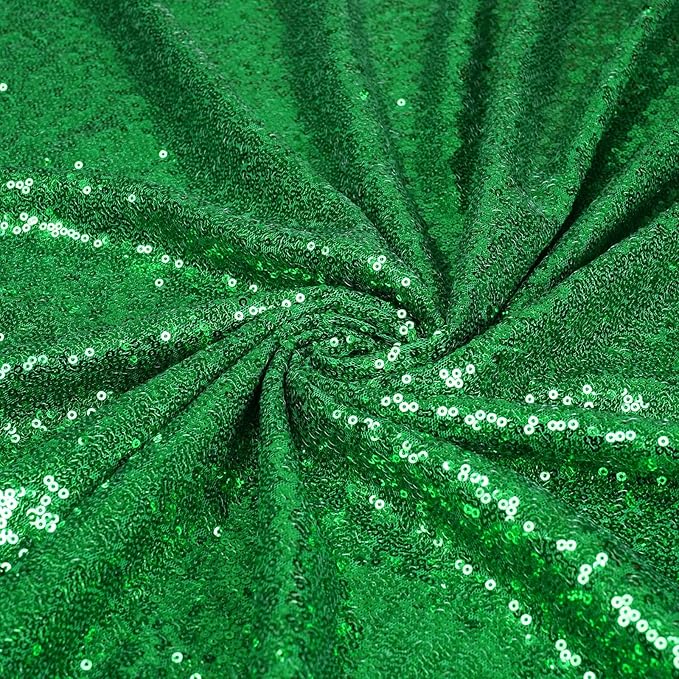 SquarePie Sequin Tablecloth 90 x 132 Inch Green Sparkly Table Cloth for Wedding Party Decoration
