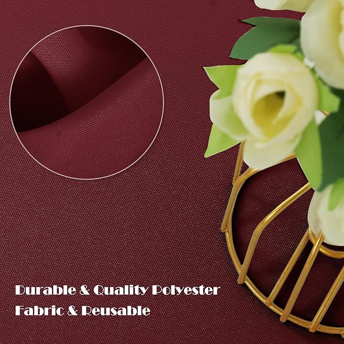 sancua Rectangle Tablecloth - 60 x 120 Inch - Stain and Wrinkle Resistant Washable Polyester Table Cloth, Decorative Fabric Table Cover for Dining Tables, Buffet Parties and Camping, Burgundy