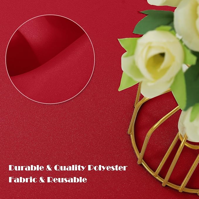 sancua Rectangle Tablecloth - 90 x 132 Inch - Water Resistant Spill Proof Washable Polyester Table Cloth, Decorative Fabric Table Cover for Dining Tables, Buffet Parties and Camping, Red