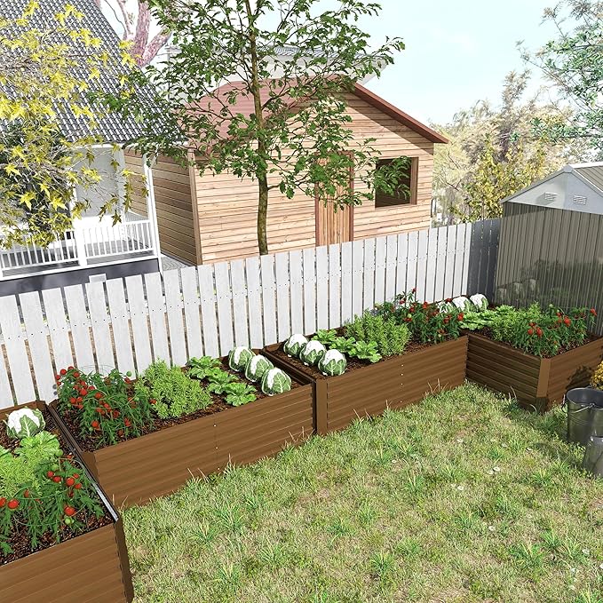 8x4x2 ft Outdoor Raised Garden Bed, Large Metal Planter Raised Beds, Planters for Outdoor Plants for Vegetables, Flowers, Herbs, Fruits, and Succulents.(2 Pcs)