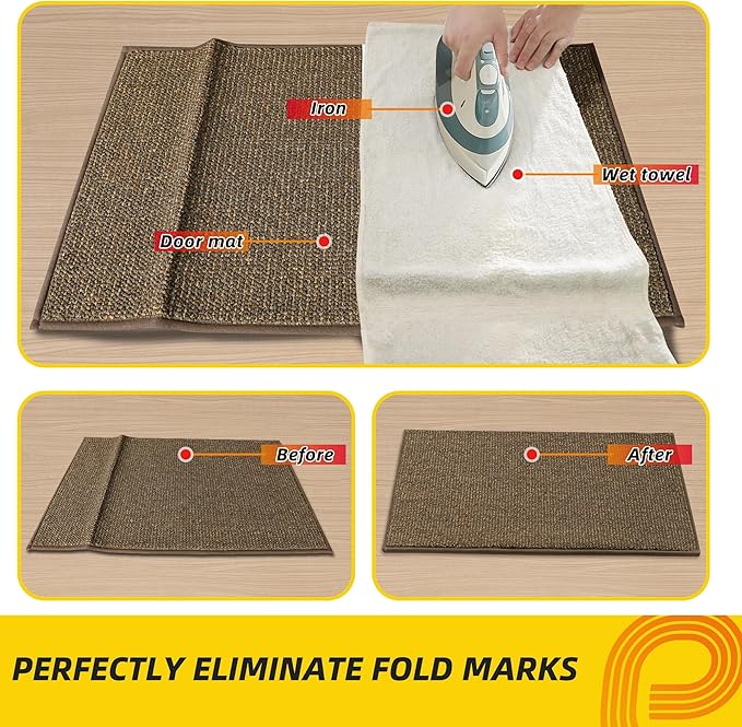 JSEI Dirt Trapper Door Mat 20"x32" Non-Slip Washable Entrance Mat, Dog Doormats, Absorbent & Fade-Resistant Floor Mats, Low Profile Welcome Mats for Entryway, Front Door, and Inside Entrance, Brown