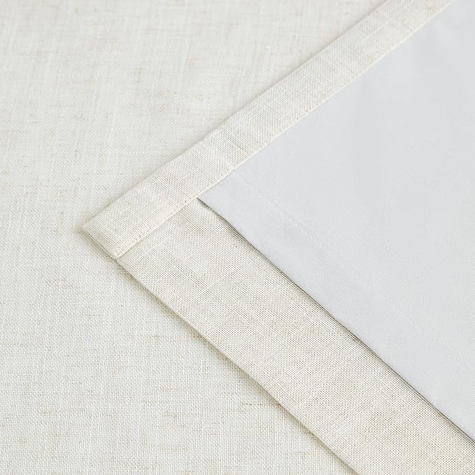 Vision Home Natural Pinch Pleated Full Blackout Curtains Linen Blended Room Darkening Window Curtains 90 inch for Living Room Bedroom Thermal Insulated Pinch Pleat Drapes with Hooks 1 Panel 60"Wx90"L