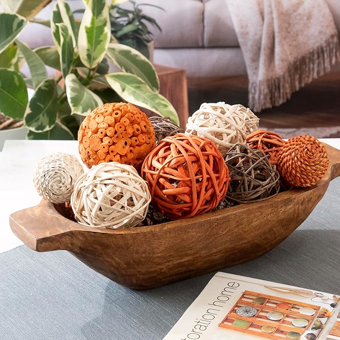 ANDALUCA Large Decorative Vase Filler Bag with Orbs, Balls (Burnt Orange)