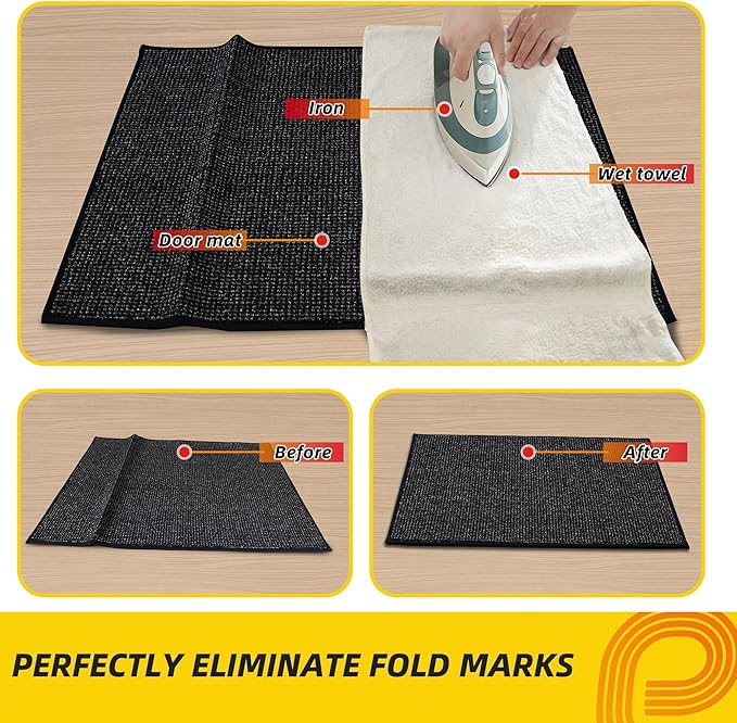 JSEI Dirt Trapper Door Mat 32"x48" Non-Slip Washable Entrance Mat, Dog Doormats, Absorbent & Fade-Resistant Floor Mats, Low Profile Welcome Mats for Entryway, Front Door, and Inside Entrance, Black