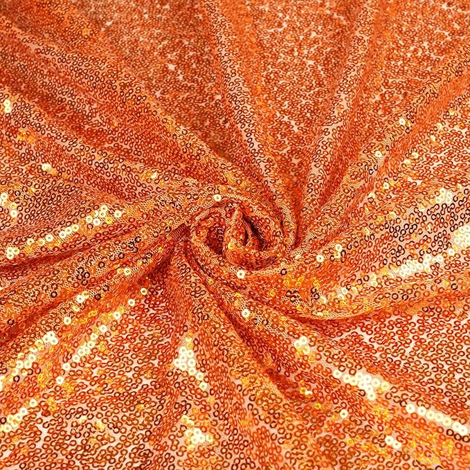SquarePie Sequin Tablecloth 50 x 72 Inch Orange Sparkly Table Cloth for Halloween Thanksgiving Party Decoration