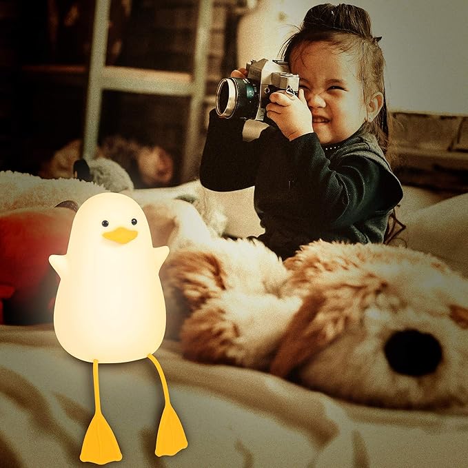 YuanDian Cute Duck Night Light, Gifts for Women Teen Girls Baby,Night Lights for Kids Bedroom Kawaii Room Decor, Cute Christmas Seagull Silicone Nightlights for Children Toddler.