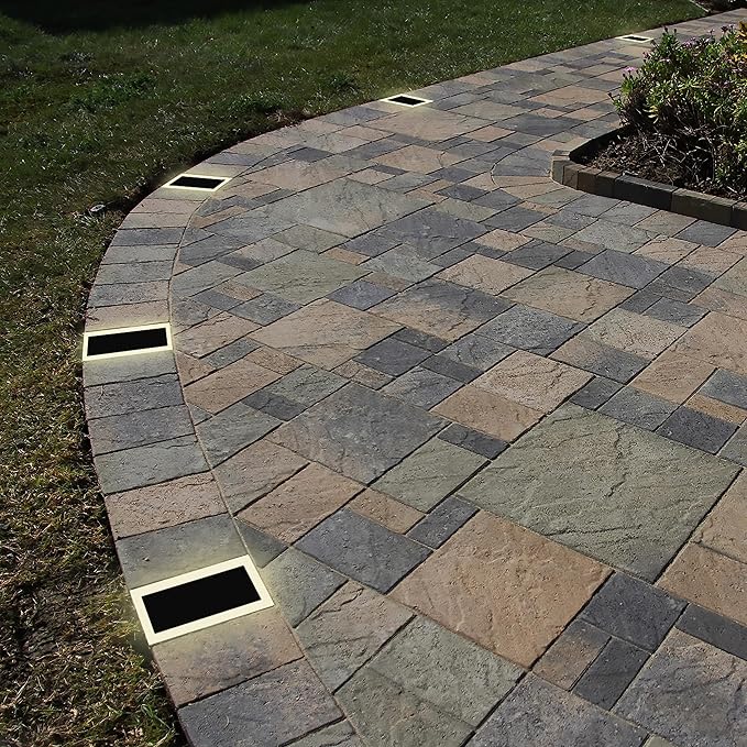 LUMENGY Solar Paver Light 6×9 inch, 2700K, Up to 20 Hours Continuous Lighting, Stainless Steel, Thick Glass, Glare-Free Illumination for Driveways, Pathways & Garden, Waterproof & Drive-Over Rated