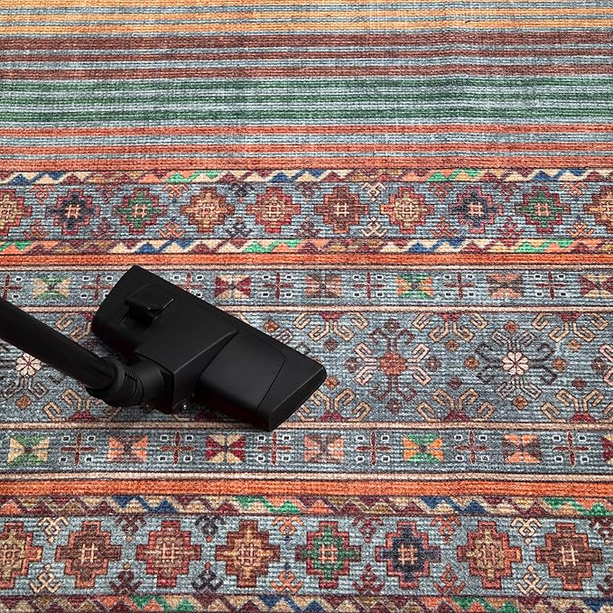 Keen Home Design 2x12 Rug - Machine Washable Runner Rug with Non-Slip Backing, Ideal for Hallway, Entryway, Kitchen, Laundry Room - Vintage, Easy Clean, Durable, Low Pile - (2'6" x 12')